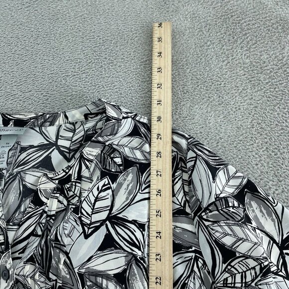 Catherines Womens Plus Size 3X Leaf Print Top With Ruffle Front & 3/4 0751 - Picture 5 of 7